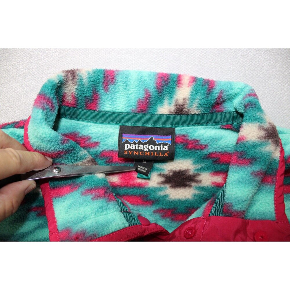Patagonia Synchilla womens Aztec turquoise/pink fleece pullover M - Picture 2 of 10